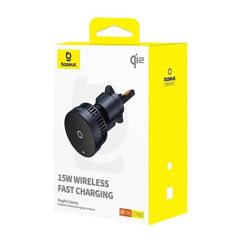 Baseus MagPro Magnetic Wireless Charging Car Mount Air Vent 15W Qi2.0 - Cosmic Black