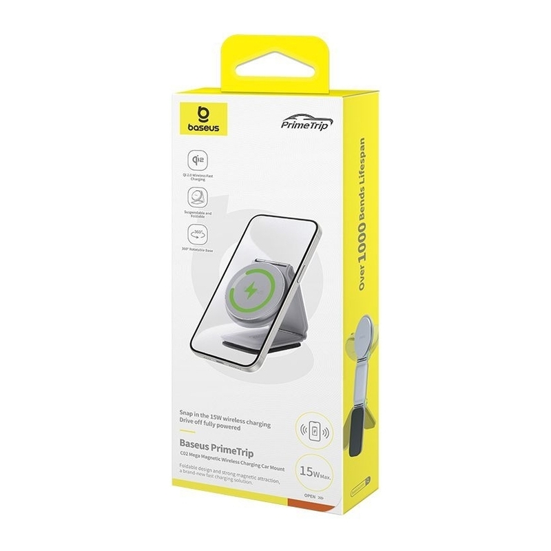 Baseus PrimeTrip C02 Mega Magnetic Wireless Charging Car Mount Stick-on - Frosted Gray