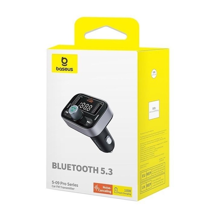 Baseus S-09 Pro Car FM Transmitter - Cluster Black Baseus S-09 Pro Car FM Transmitter - Cluster Black