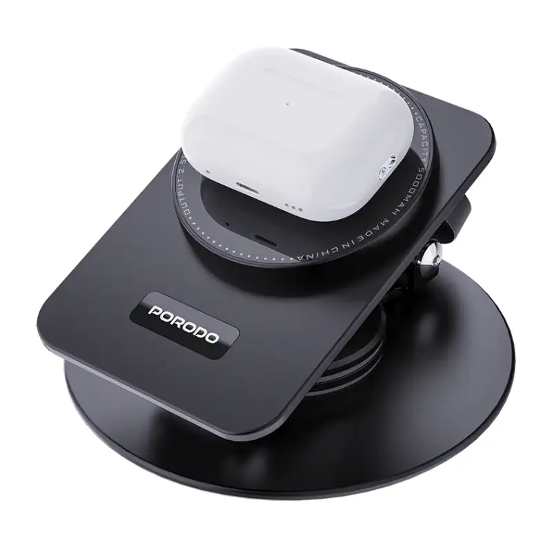 Porodo 115W Portable Metal Foldable Charging Station 360 Stand - Black Porodo 115W Portable Metal Foldable Charging Station 360 Stand - Black