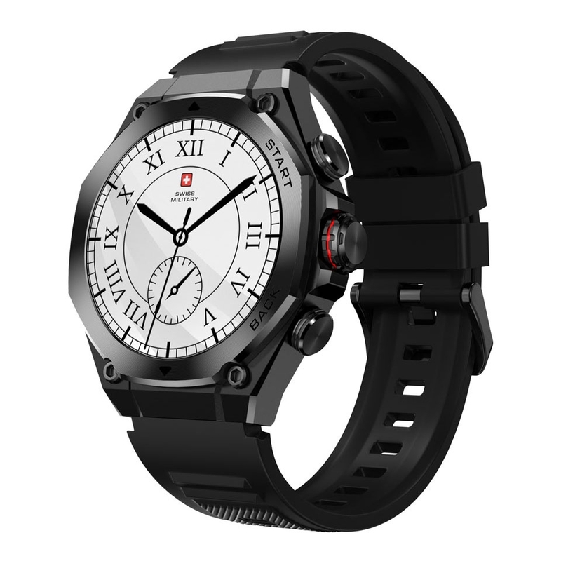 Swiss Military DOM 6 Smartwatch - Black With Black Silicone Strap Swiss Military DOM 6 Smartwatch - Black With Black Silicone Strap