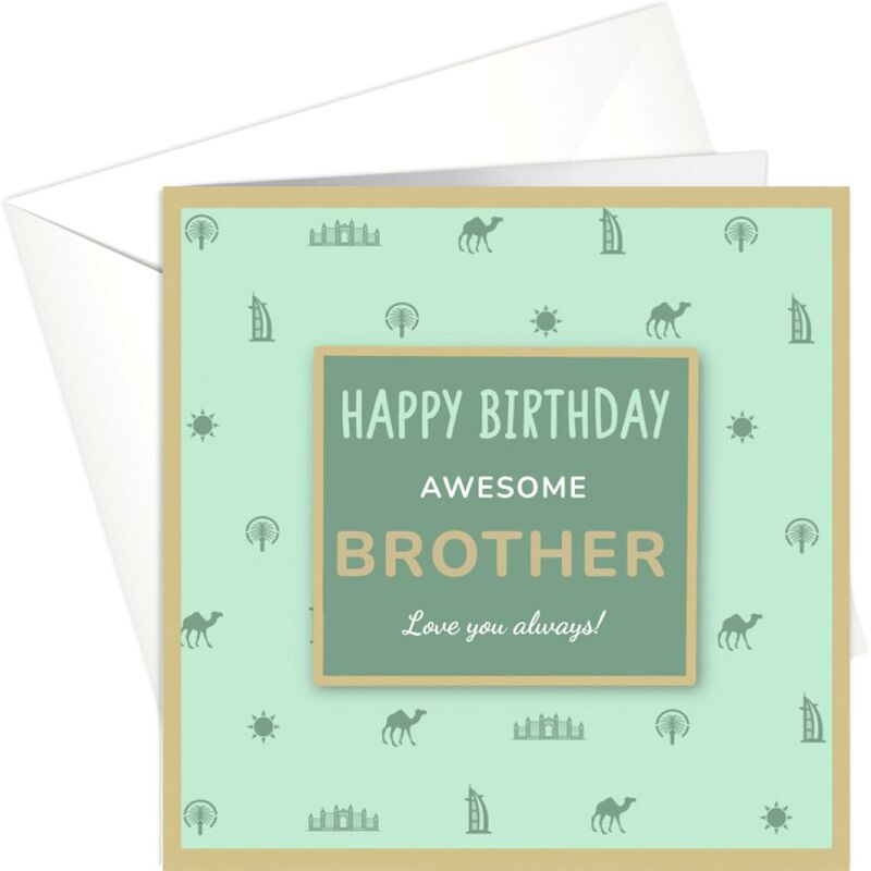Share The Love Happy Birthday Brother Gold Foil Greeting (15 x 15 cm)