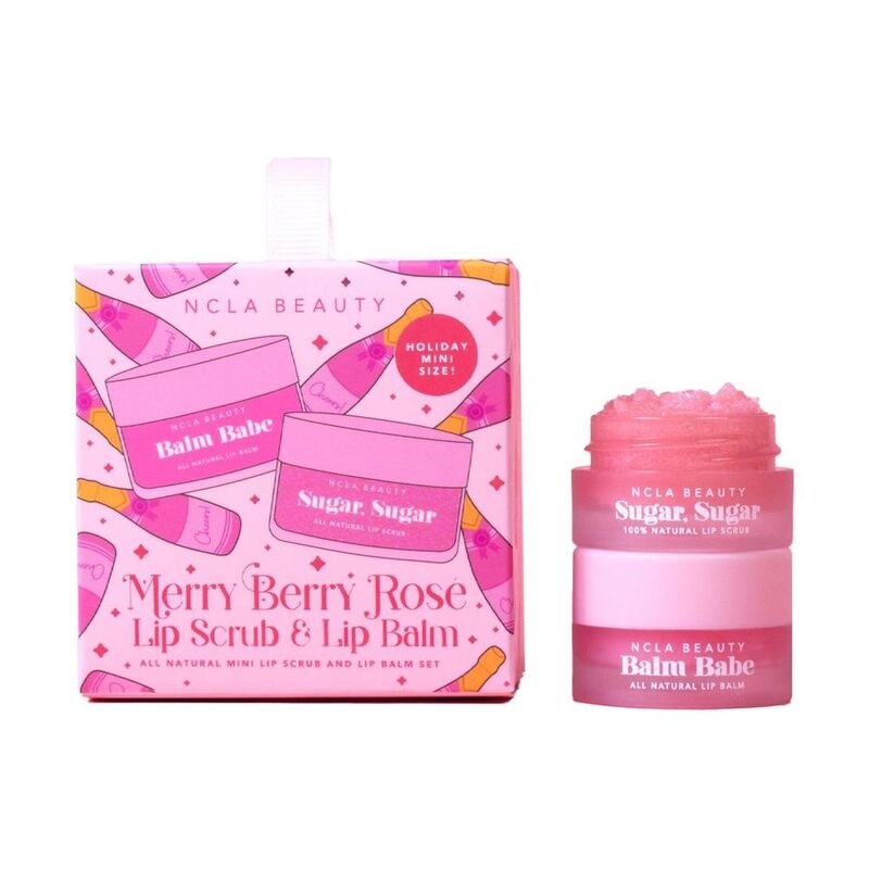 NCLA Beauty Merry Berry Rose Lip Scrub & Lip Balm Ornament Set