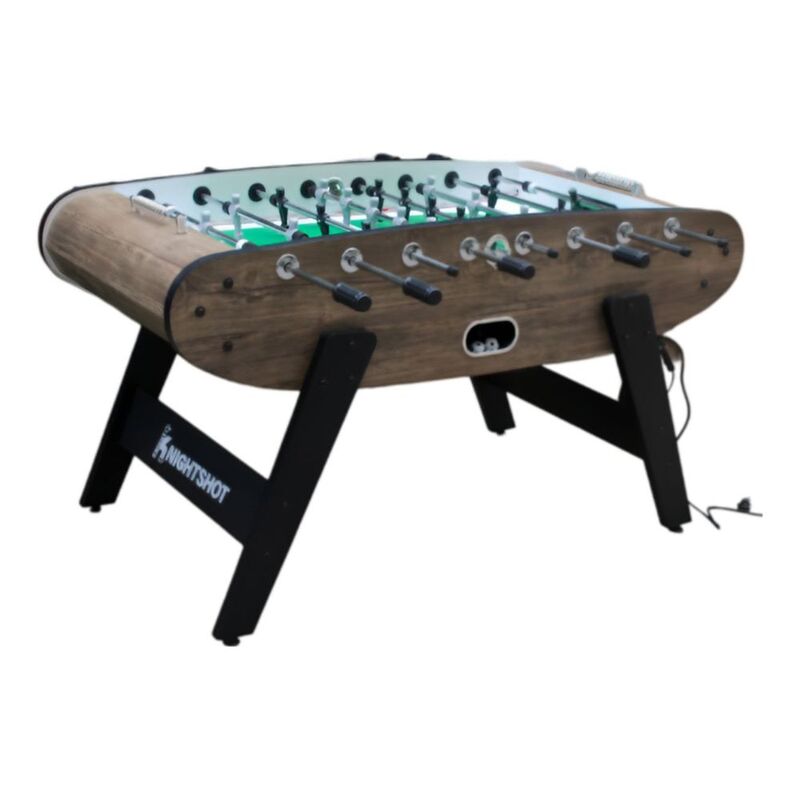 Knight Shot ST132 Home-Use Foosball Table with Blue LED Light - Natural Darkwood