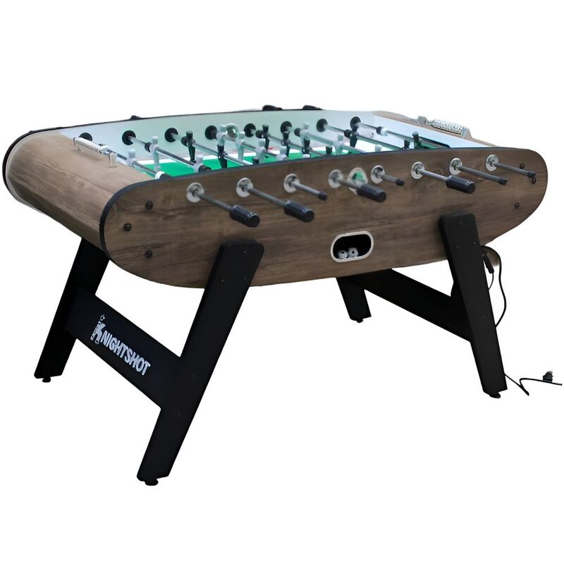Knight Shot ST132 Home-Use Foosball Table with Blue LED Light - Natural Darkwood