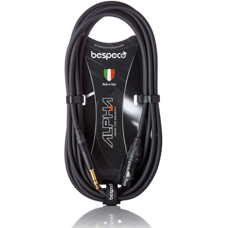 Bespeco Microphone Cable - Ahsma600 - XLRF To JK TRS - 6M - Black