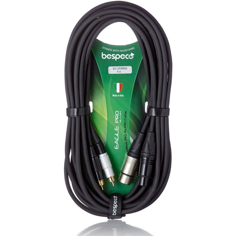 Bespeco Interlink Cable - EAY2X2R500R - 2XLRM To 2RCAM 5M - Black