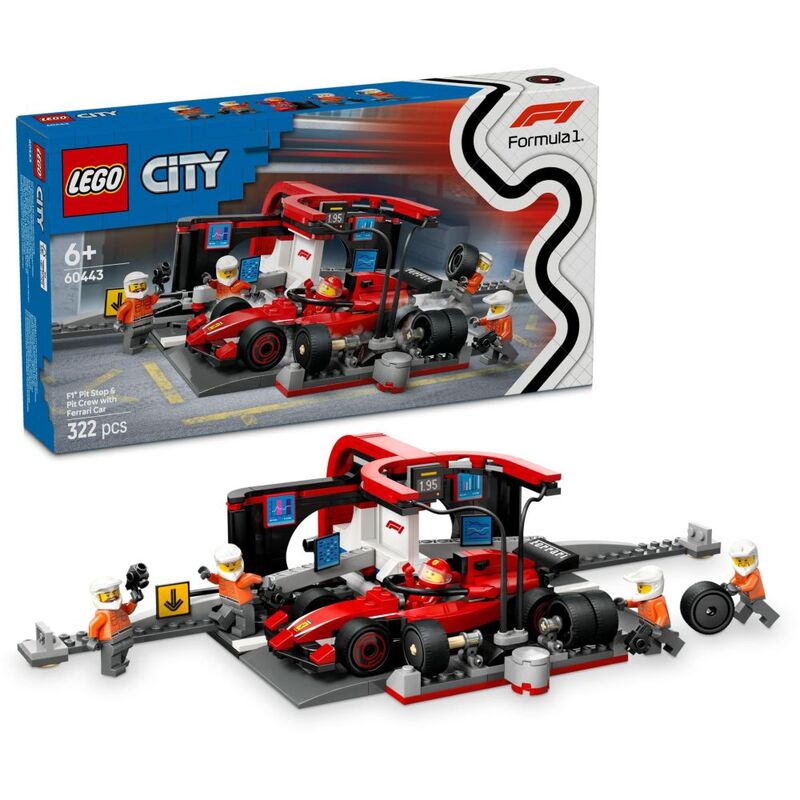 LEGO City F1 Pit Stop And Pit Crew With Ferrari Car 60443 (322 Pieces) LEGO City F1 Pit Stop And Pit Crew With Ferrari Car 60443 (322 Pieces)