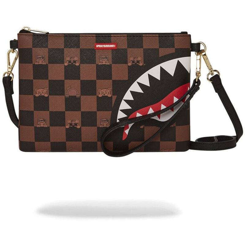 Sprayground Peeking Character Check Pouchette Sprayground Peeking Character Check Pouchette