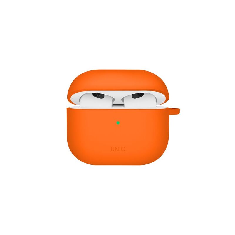 Uniq Nexo Active Hybrid Silicone Airpods 4th Gen Case With Sports Ear Hooks - Volt Orange