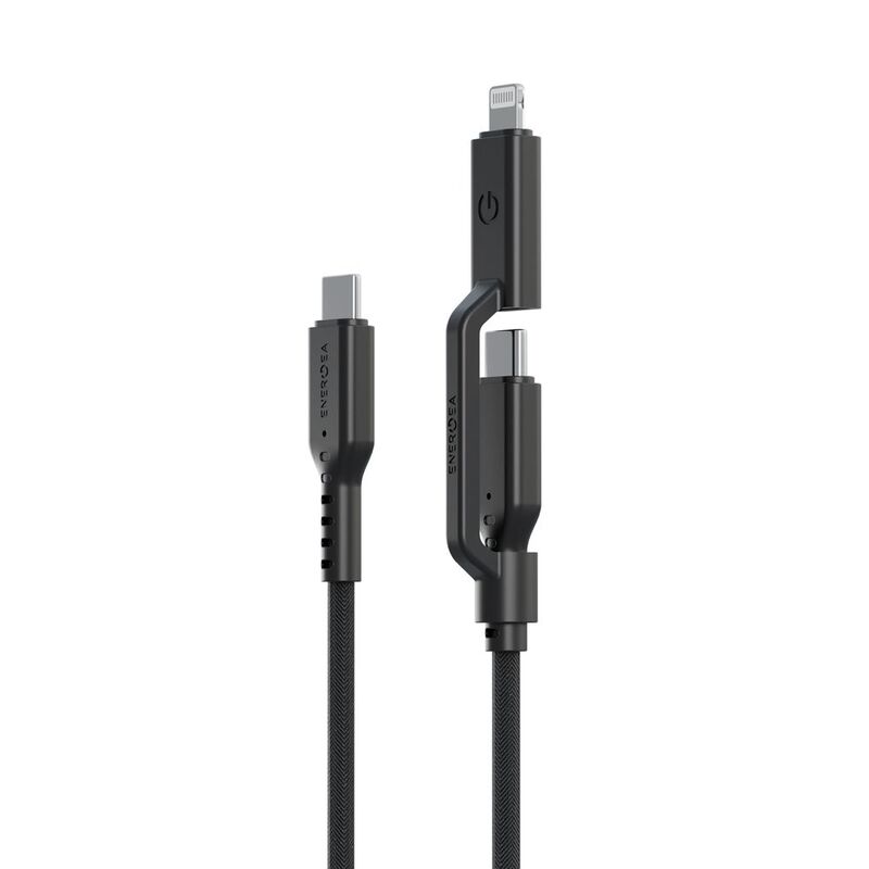Energea Flow Duo 2-In-1 C To C + Lightning Cable/ 480Mbps/ 240W/ 1.5M -Black Energea Flow Duo 2-In-1 C To C + Lightning Cable/ 480Mbps/ 240W/ 1.5M -Black