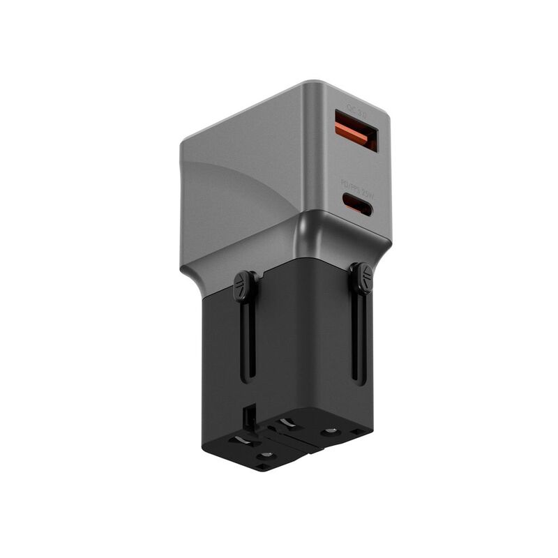 Energea Travelworld Adapter 25/ 1A1C 25W - Gunmetal Black Energea Travelworld Adapter 25/ 1A1C 25W - Gunmetal Black