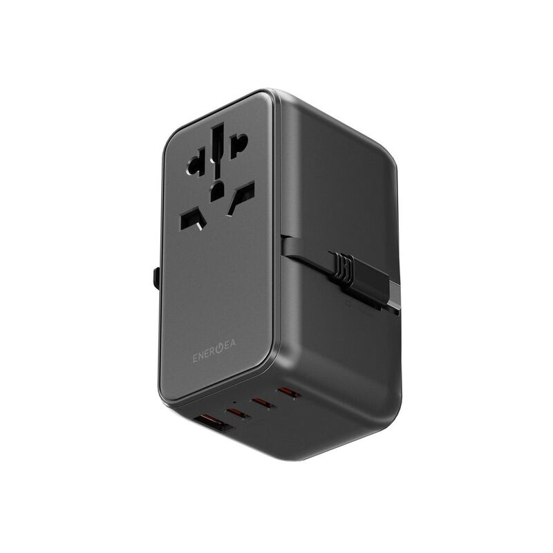 Energea Travelworld Adapter GAN85 With 80cm Type-C Cable/ 3C1A - Gunmetal Black Energea Travelworld Adapter GAN85 With 80cm Type-C Cable/ 3C1A - Gunmetal Black