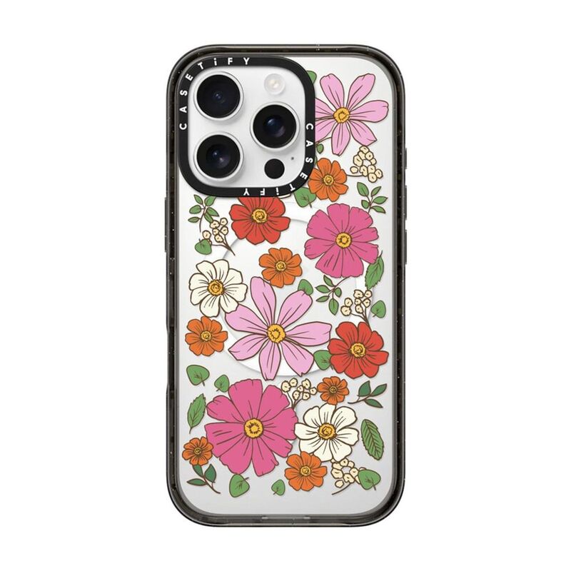 Casetify iPhone 16 Pro Impact Case Magsafe Compatible - Black Garden Florals Casetify iPhone 16 Pro Impact Case Magsafe Compatible - Black Garden Florals