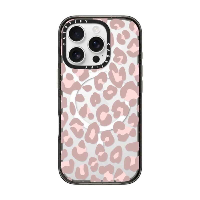 Casetify iPhone 16 Pro Impact Case Magsafe Compatible - Black Dusty Pink Leopard Casetify iPhone 16 Pro Impact Case Magsafe Compatible - Black Dusty Pink Leopard