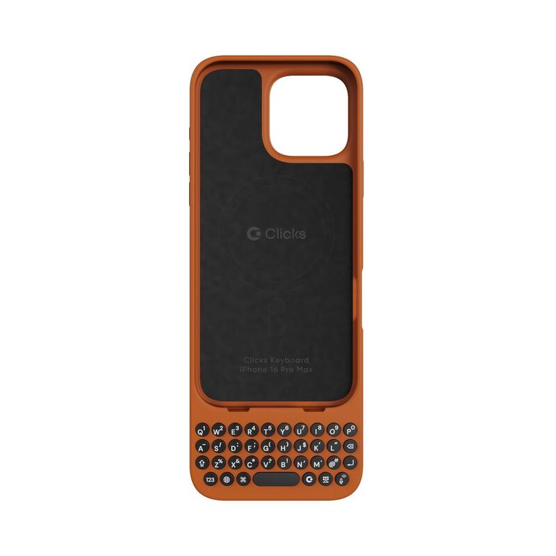 Clicks iPhone 16 Pro Max Qwerty Keyboard Case - Spice Clicks iPhone 16 Pro Max Qwerty Keyboard Case - Spice