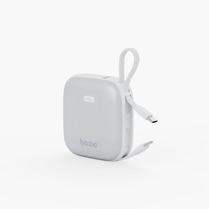Bazic Gopower Fusion 3-in-1 10000mAh Powerbank With Built In USB C And Lightning Cable - Vanilla