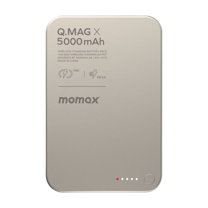 Momax Q.Mag X 5000mAh Gen2 15W Ultra Slim Magsafe Wireless Power Bank - Titanium Momax Q.Mag X 5000mAh Gen2 15W Ultra Slim Magsafe Wireless Power Bank - Titanium