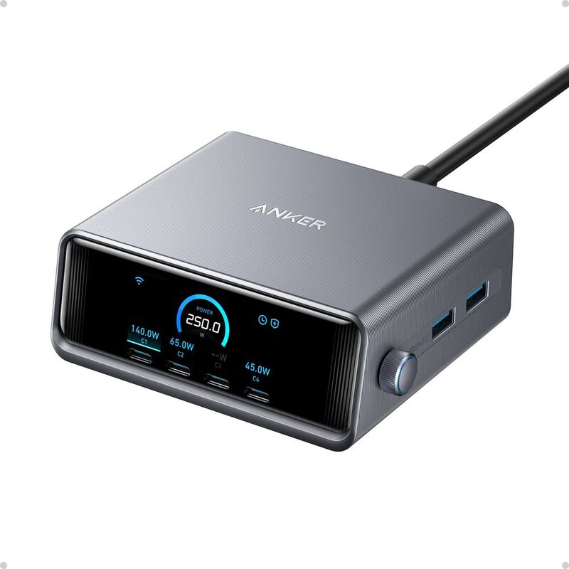 Anker Prime 250W Smart Ultra Powerful Desktop Charger (6 Ports) - Silver
