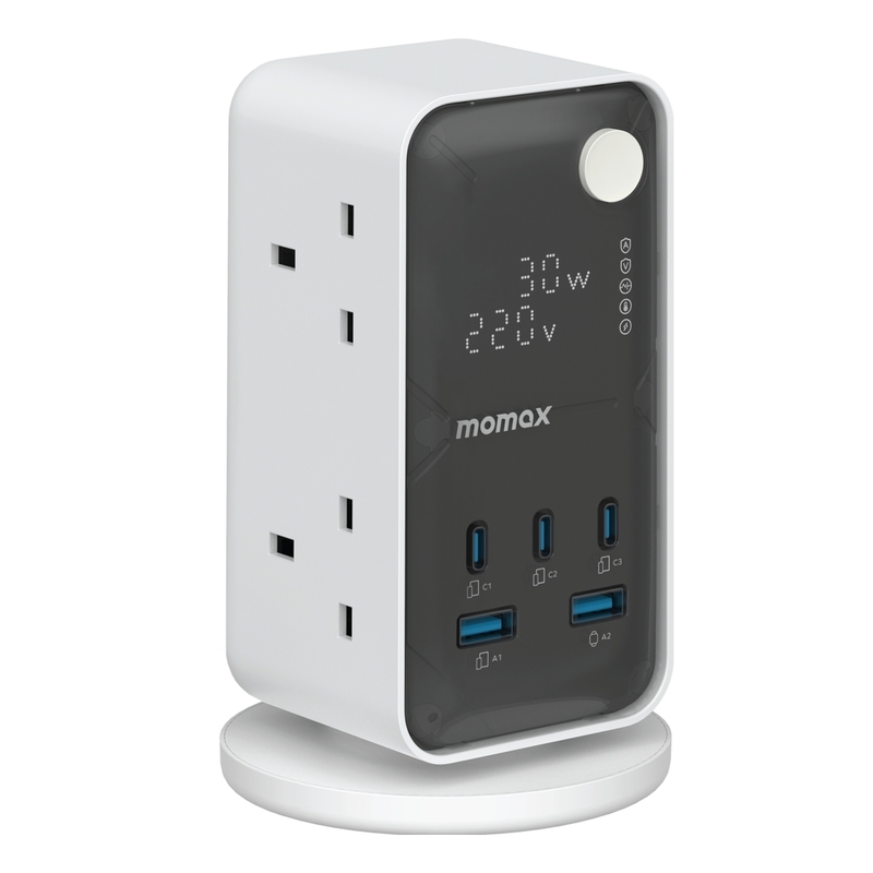 Momax 1-Charge Work Flow 6-Outlet Digital Display Power Tower With USB Momax 1-Charge Work Flow 6-Outlet Digital Display Power Tower With USB