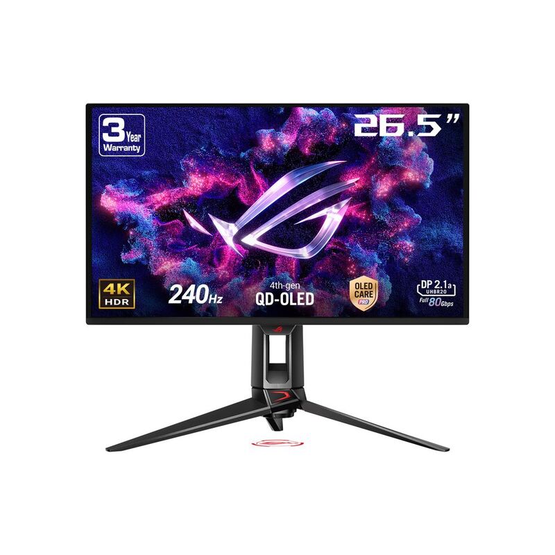 ASUS ROG Swift OLED PG27UCDM (26.5-Inch Viewable) 4K QD-OLED Panel/ 240Hz/ 27-Inch Gaming Monitor - Black