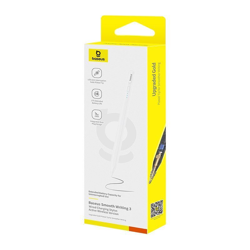 Os-Baseus Smooth Writing 3 Wired Charging Stylus Active Wireless Version - Moon White Os-Baseus Smooth Writing 3 Wired Charging Stylus Active Wireless Version - Moon White