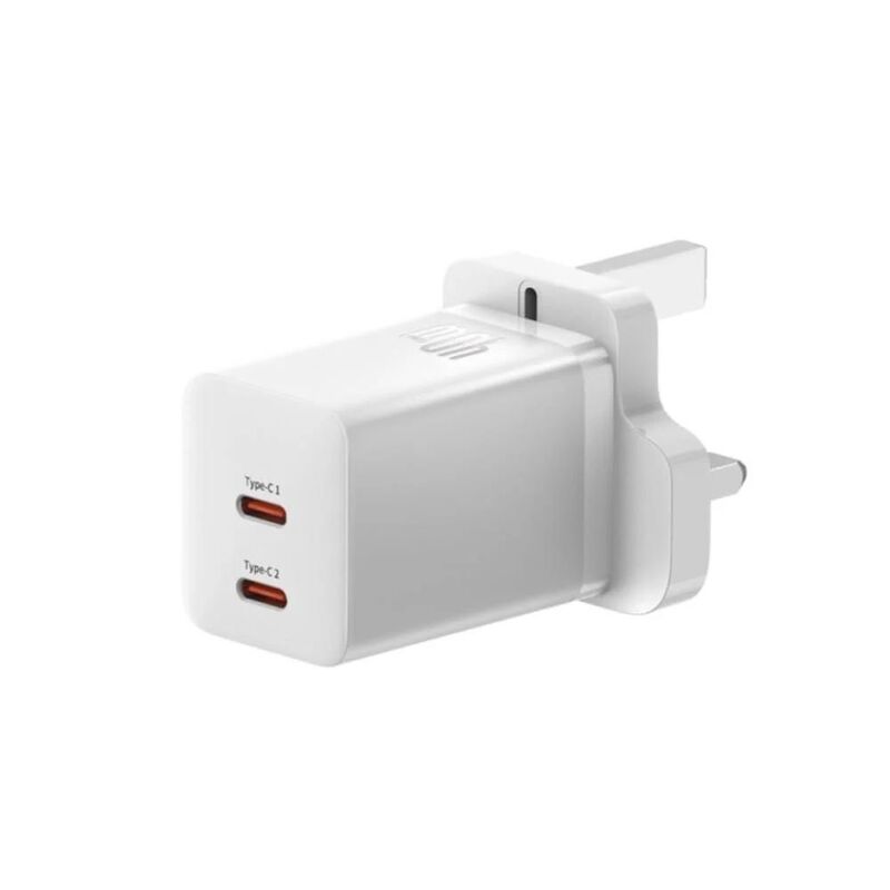 Baseus Gan5 Pro Fast Charger C+C 40W UK - Moon White Baseus Gan5 Pro Fast Charger C+C 40W UK - Moon White