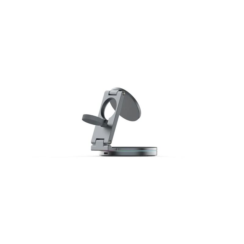 Porodo Rotating Base Three-Device Wireless Charger - Gray Porodo Rotating Base Three-Device Wireless Charger - Gray