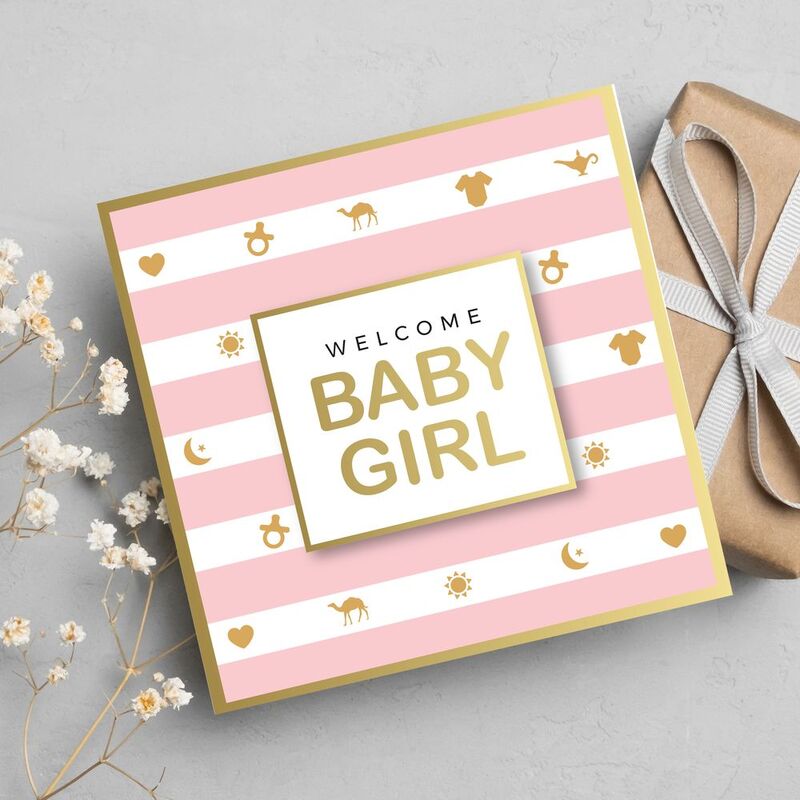 Share The Love Welcome Baby Girl - New Born Greeting Card (15 x 15 cm)