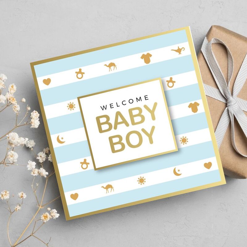 Share The Love Welcome Baby Boy - New Born Greeting Card (15 x 15 cm)