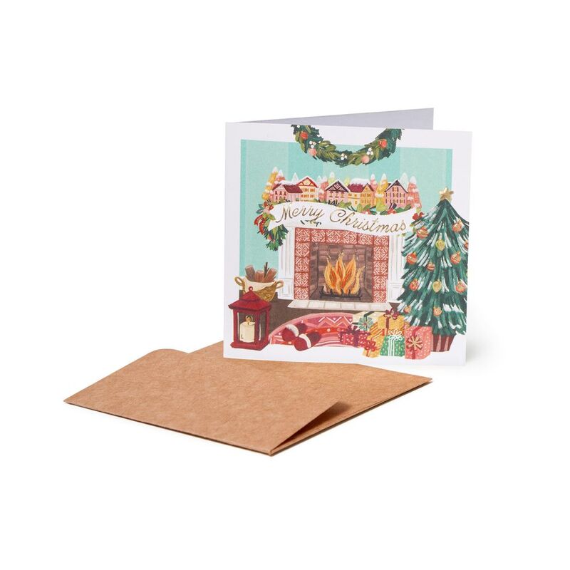 Legami Small Greeting Card - Xmas Fireplace (7 x 7 cm)