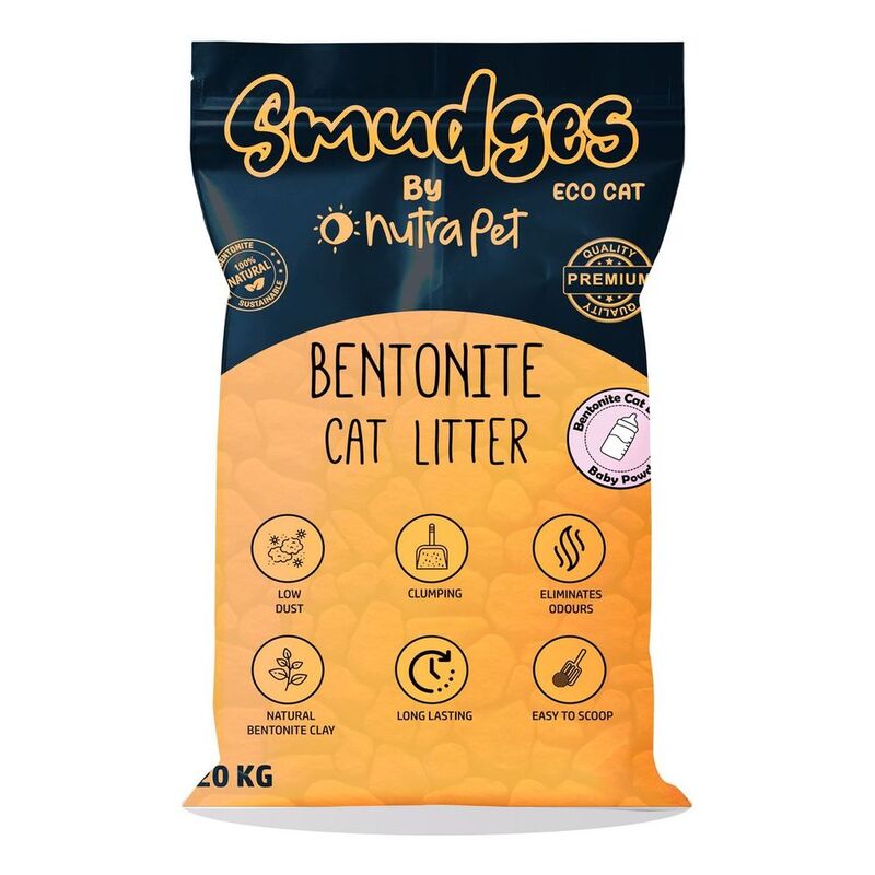 Smudges Ecocat Bentonite Clumping Cat Litter 20 Kg -Baby Powder Scented Smudges Ecocat Bentonite Clumping Cat Litter 20 Kg -Baby Powder Scented