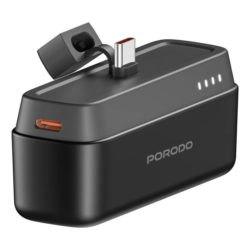 Porodo 5000mAh Power Bank with Type-C Connector - Black Porodo 5000mAh Power Bank with Type-C Connector - Black