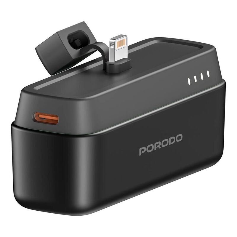 Porodo 5000mAh Power Bank with Lightning Connector - Black Porodo 5000mAh Power Bank with Lightning Connector - Black