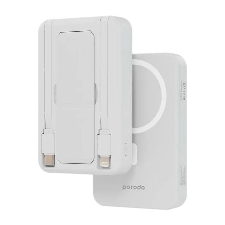 Porodo 10000mAh MagSafe Grip Power Bank - White Porodo 10000mAh MagSafe Grip Power Bank - White