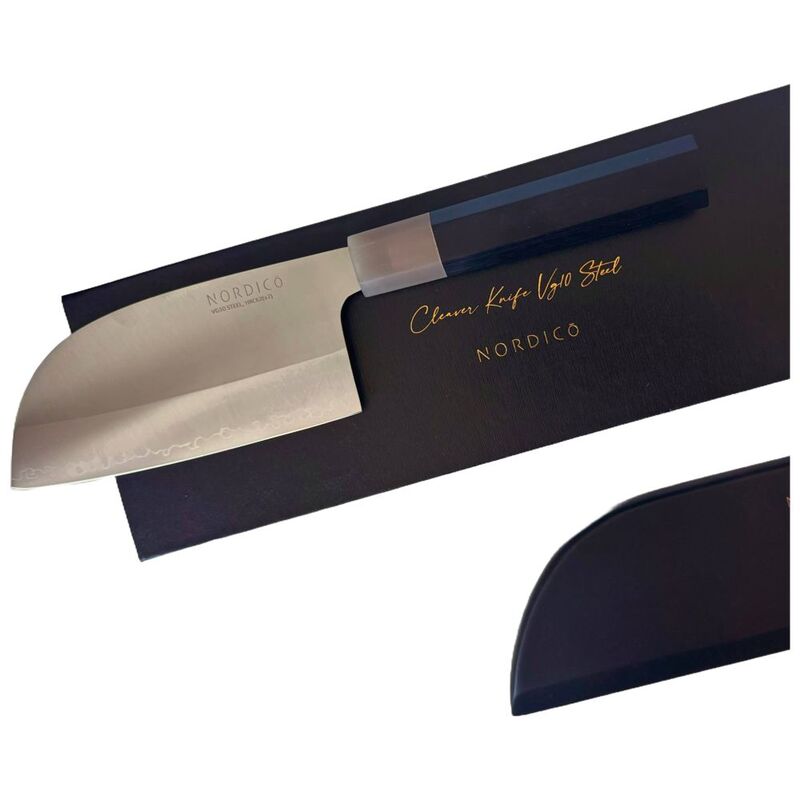 Nordico Vg-10 Cleaver Knife 7 Inches Japanese + Wooden Sheath