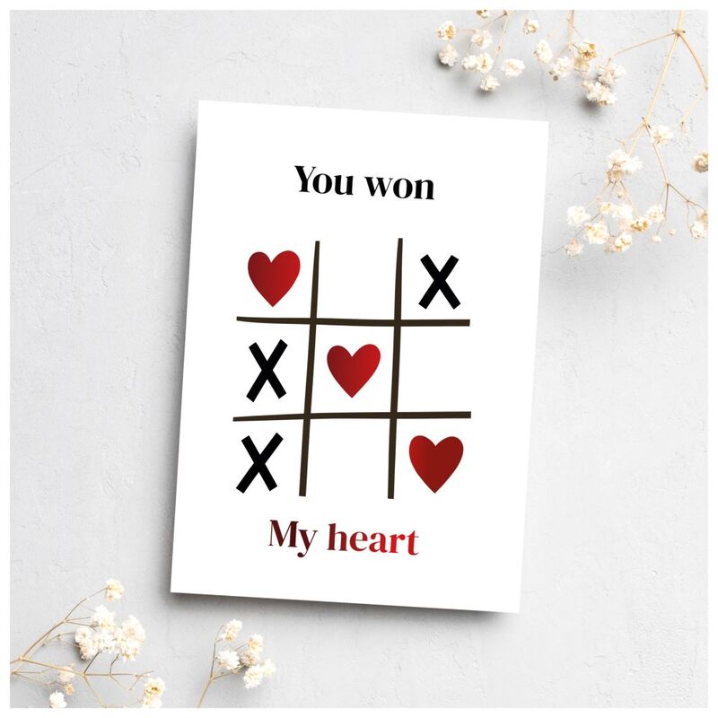 Share The Love You Won My Heart (Tic-Tac-Toe) - Valentines Day Greeting Card
