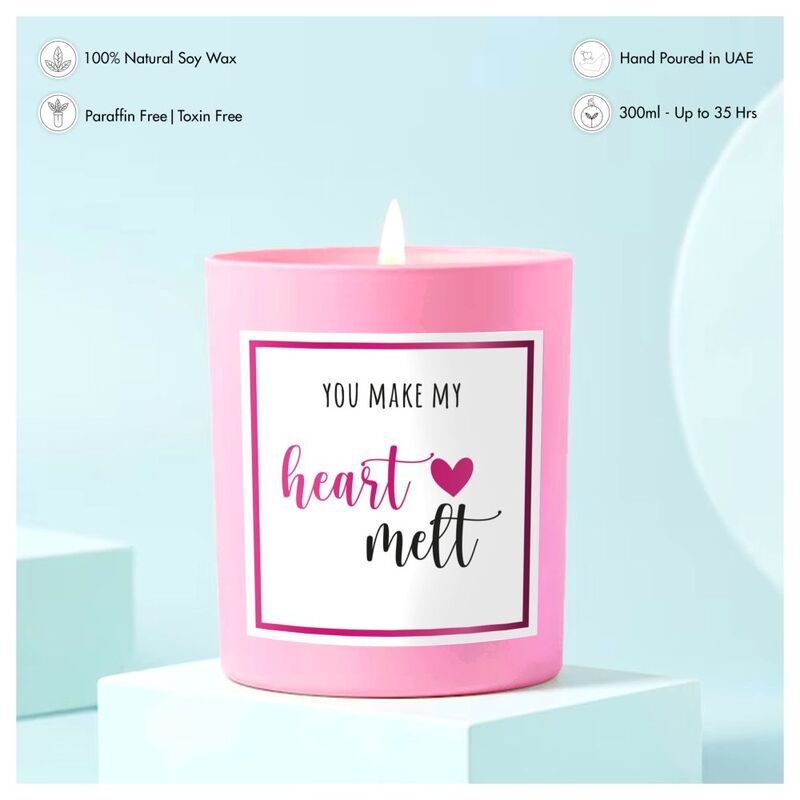 Share The Love You Make My Heart Melt Scented Candle - Pink