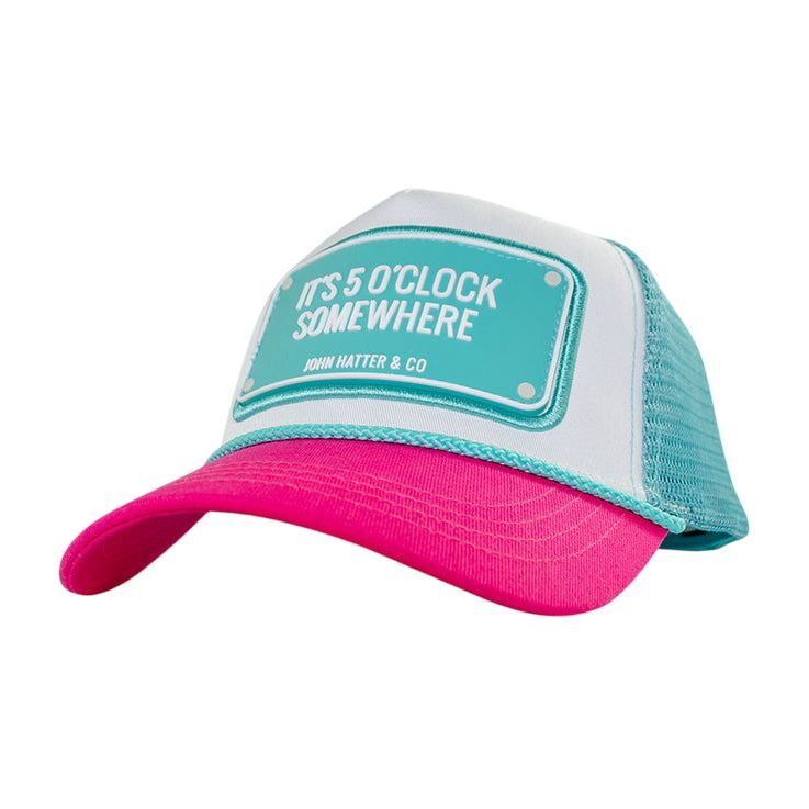 John Hatter It's 5 O' Clock Somewhere Unisex Rubber Patch Rubber Edition Mesh Trucker Cap John Hatter It's 5 O' Clock Somewhere Unisex Rubber Patch Rubber Edition Mesh Trucker Cap