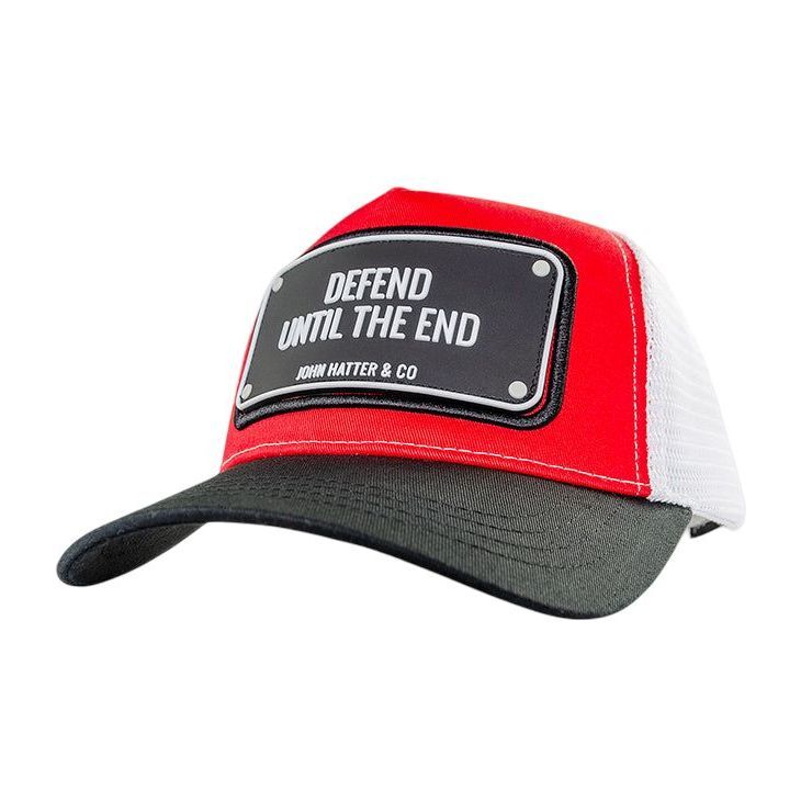 John Hatter Defend Until The End Unisex Rubber Patch Rubber Edition Mesh Trucker Cap