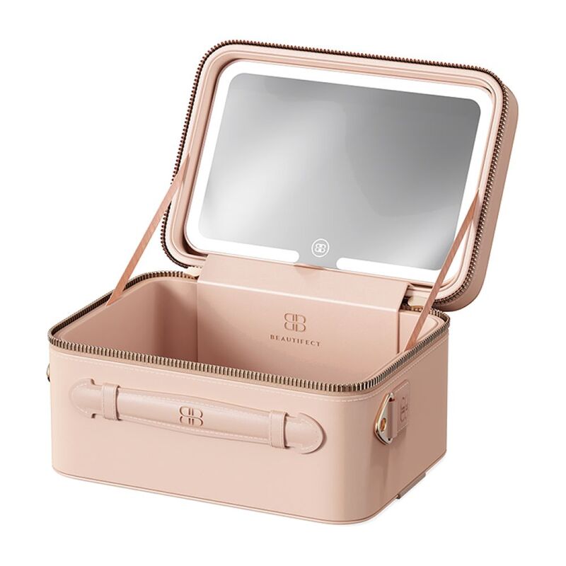 Beautifect Go Mini  - Multi-Compartment Makeup Box with Built-in Mirror - Nude