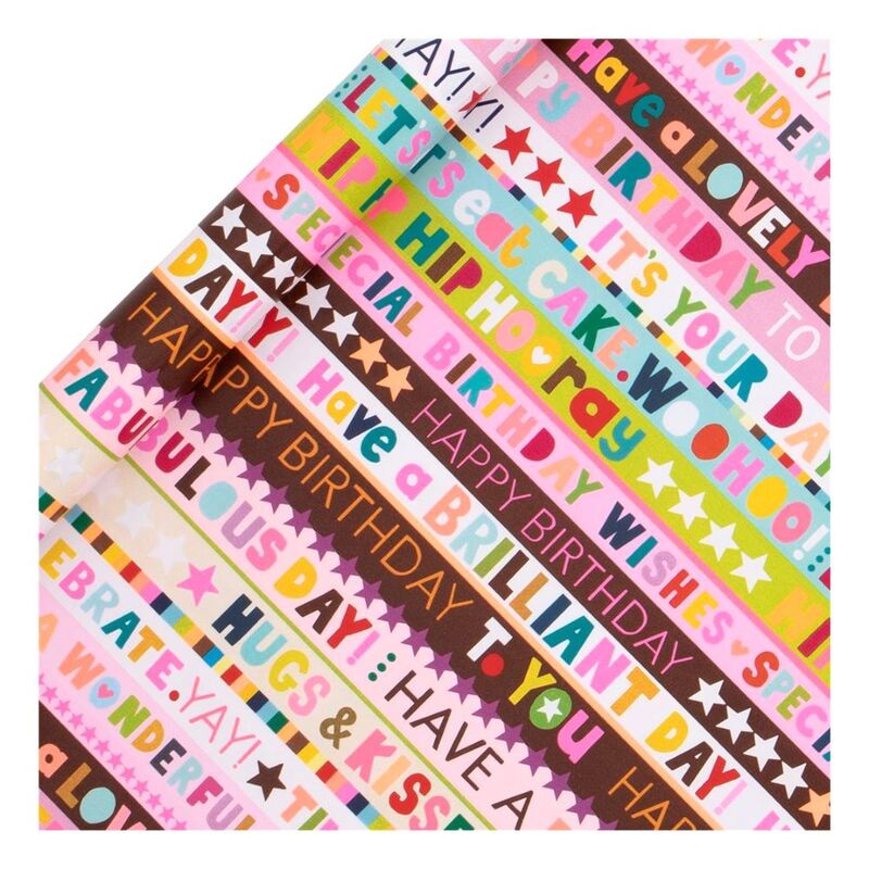 Glick Rollwrap 4M Ps Birthday Stripe Pink Glick Rollwrap 4M Ps Birthday Stripe Pink