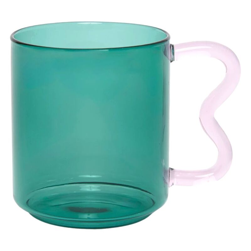 Prickly Pear Decor Curve Glass Mug Green Prickly Pear Decor Curve Glass Mug Green