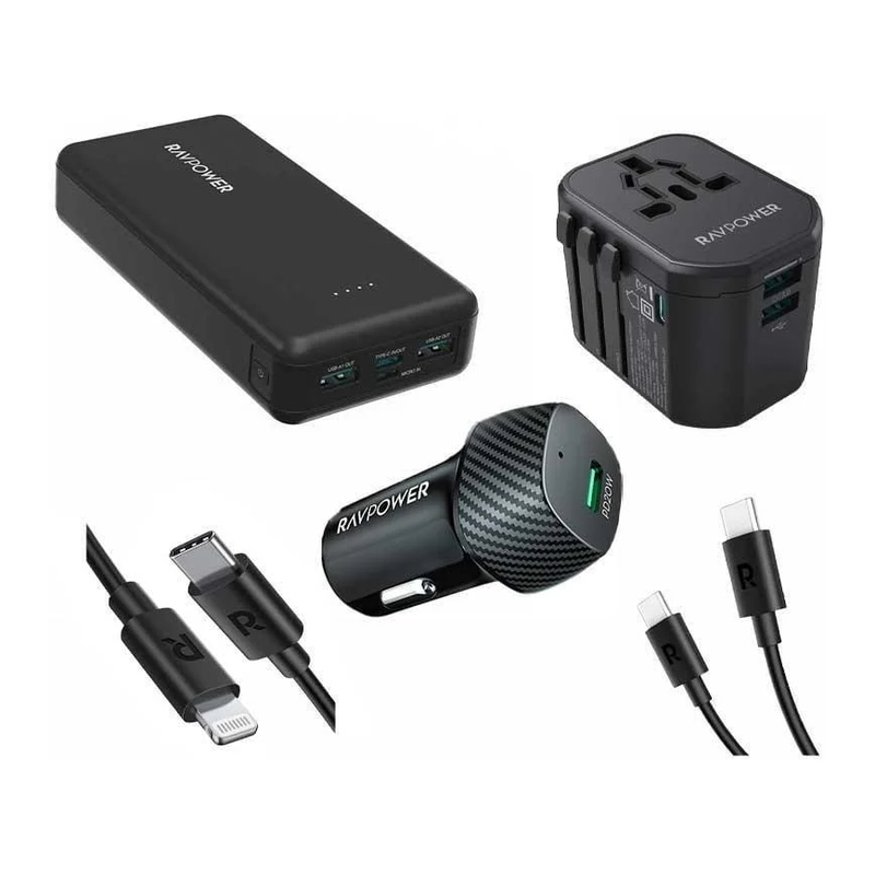 RavPower PB1232 5 In 1 Travel Combo With 20000mAh - Black RavPower PB1232 5 In 1 Travel Combo With 20000mAh - Black