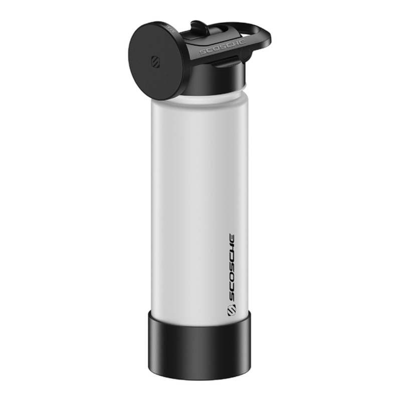 Scosche Magicmount Flask Insulated Water Bottle With Built-In Magsafe Compatible Phone Mount - White (22Oz)