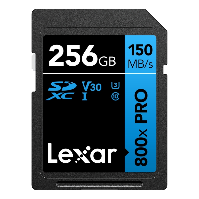 Lexar Professional 800x PRO SDXC UHS-I cards up to 150MB/s read 45MB/s write C10 V30 U3 - 256GB Lexar Professional 800x PRO SDXC UHS-I cards up to 150MB/s read 45MB/s write C10 V30 U3 - 256GB