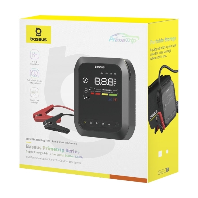 Baseus Super Energy 4-in-1 Car Jump Starter 1200A - Black Baseus Super Energy 4-in-1 Car Jump Starter 1200A - Black