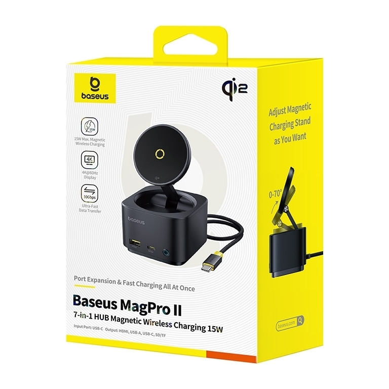 Baseus MagPro II 7-in-1 HUB Wireless Charger 15W Cosmic - Black Baseus MagPro II 7-in-1 HUB Wireless Charger 15W Cosmic - Black