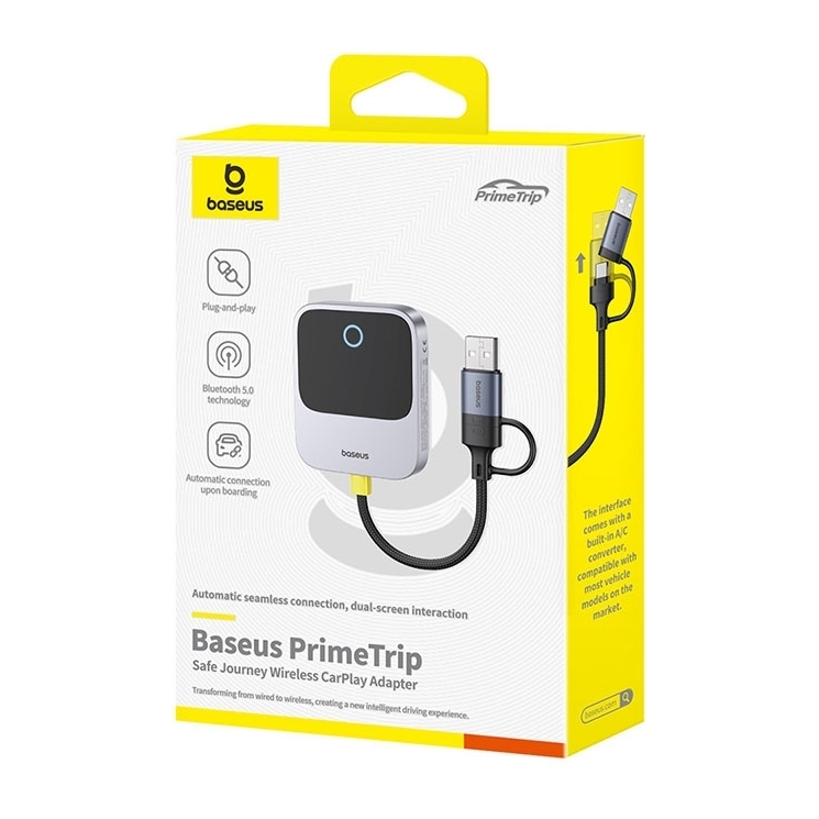 Baseus SafeJourney Wireless CarPlay Adapter - Space Grey Baseus SafeJourney Wireless CarPlay Adapter - Space Grey