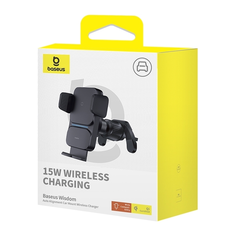 Baseus Wisdom Auto Alignment Car Mount Wireless Charger 15W - Black Baseus Wisdom Auto Alignment Car Mount Wireless Charger 15W - Black